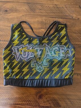 RIVAL ATHLETICS Voltage Black Rhinestone Crop Top